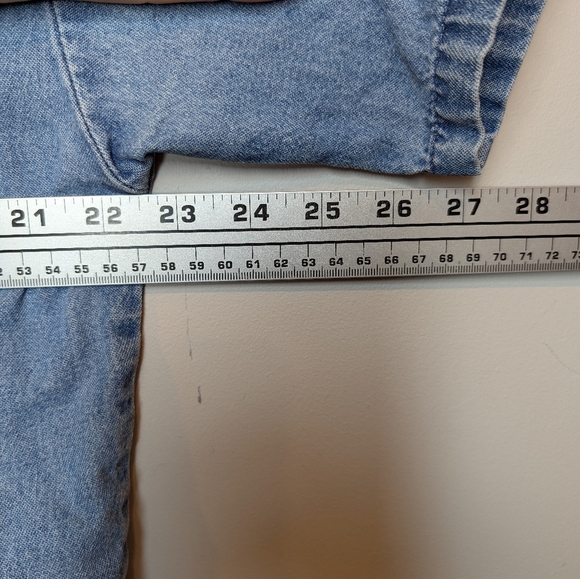 Vintage Colon Made in USA Denim Button Down V Neck Bedazzled Jewel Top M - Picture 5 of 8